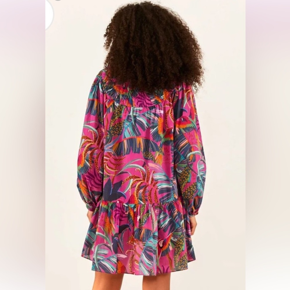 NWT $195 Rainbow Macaws Mini Dress farm rio small pink blue - Picture 2 of 7